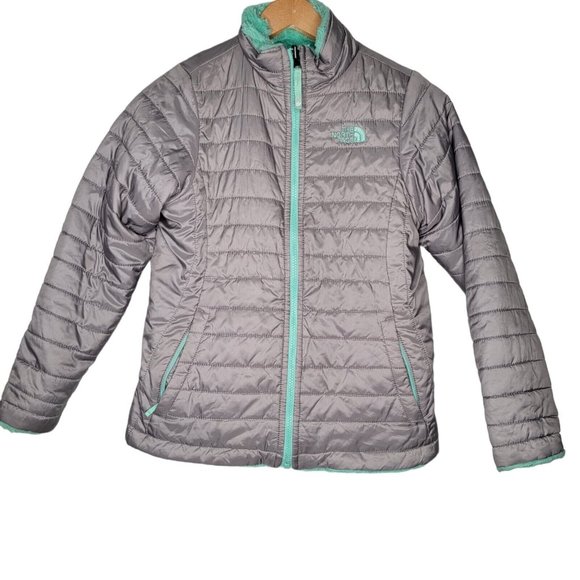 The North‎ Face Mossbud Swirl Reversible Sherpa Green Puffer Jacket Size L 14/16 - Picture 3 of 8
